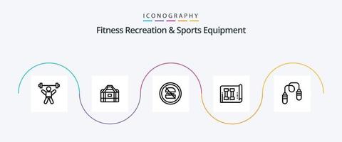 geschiktheid recreatie en sport- uitrusting lijn 5 icoon pak inclusief sport. geschiktheid. sport. apparatuur. dieet vector