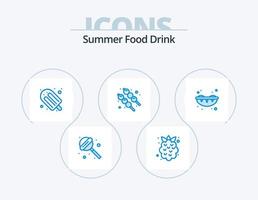 zomer voedsel drinken blauw icoon pak 5 icoon ontwerp. . zoet. vakantie. sushi. voedsel vector