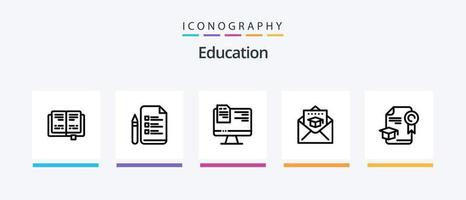 onderwijs lijn 5 icoon pak inclusief onderwijs. potlood. kap. mobiel. onderwijs. creatief pictogrammen ontwerp vector