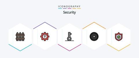 veiligheid 25 gevulde lijn icoon pak inclusief bescherming. veiligheid. sleutel. bescherming. slot vector