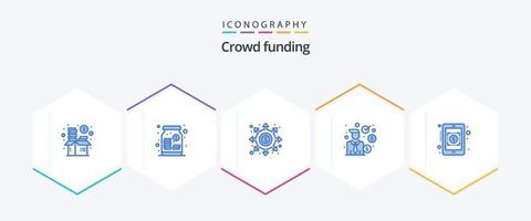 crowdfunding 25 blauw icoon pak inclusief financiën. investering. geld. zakenman. portaal vector