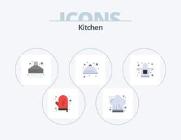 keuken vlak icoon pak 5 icoon ontwerp. keuken. schort. afzuigkap. waren. keuken vector