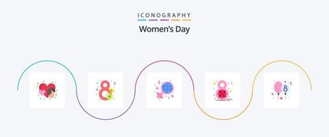 vrouwen dag vlak 5 icoon pak inclusief viering. vieren. dag. Dames dag. acht vector