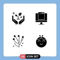 pictogram reeks van 4 gemakkelijk solide glyphs van financiën anemoon bloem computer imac voorjaar bloem bewerkbare vector ontwerp elementen