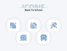 terug naar school- blauw icoon pak 5 icoon ontwerp. . pin. Amerikaans. markeerstift. onderwijs vector