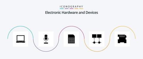 apparaten glyph 5 icoon pak inclusief kaart. netwerk. mobiel. internetten. aansluiten vector