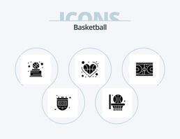 basketbal glyph icoon pak 5 icoon ontwerp. spel. speler. sport. liefde. basketbal vector