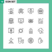 voorraad vector icoon pak van 16 lijn tekens en symbolen voor onderwijs seo toezicht houden op zoeken motor bewerkbare vector ontwerp elementen