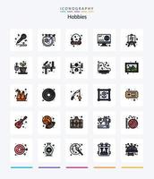 creatief hobby's 25 lijn gevulde icoon pak zo net zo hobby's. scherm. hobby's. nieuws. hobby's vector