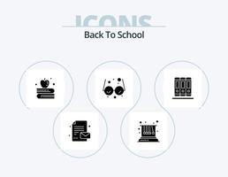 terug naar school- glyph icoon pak 5 icoon ontwerp. . bibliotheek. appel Aan boek. onderwijs. onderwijs vector