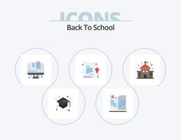 terug naar school- vlak icoon pak 5 icoon ontwerp. school. gebouw. online. ster. certificaat vector