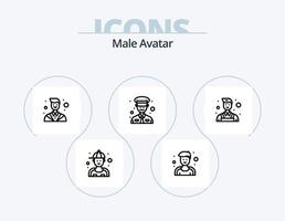mannetje avatar lijn icoon pak 5 icoon ontwerp. jongen. avatar. harlekijn. arbeider. bouwer vector