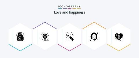 liefde 25 glyph icoon pak inclusief verband. magneet. laboratorium. liefde. aantrekken vector