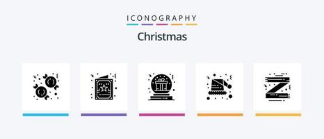 Kerstmis glyph 5 icoon pak inclusief accessoires. de kerstman. Geschenk. hoed. wereldbol. creatief pictogrammen ontwerp vector