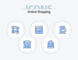 online boodschappen doen blauw icoon pak 5 icoon ontwerp. credit. kaart. winkel. parachute. uitwisseling vector