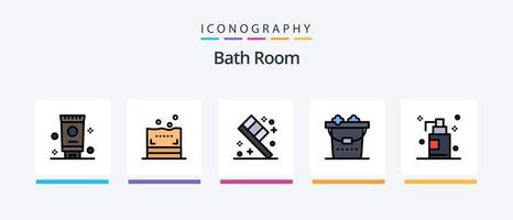 bad kamer lijn gevulde 5 icoon pak inclusief . wassen. bad. kamer. shampoo. creatief pictogrammen ontwerp vector