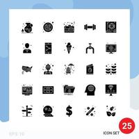 modern reeks van 25 solide glyphs pictogram van magie boek telefoon gereedschap romance bewerkbare vector ontwerp elementen