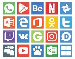20 sociaal media icoon pak inclusief mijn ruimte instagram kantoor groep zenuwtrekking vector
