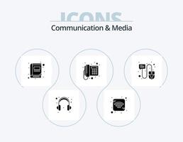 communicatie en media glyph icoon pak 5 icoon ontwerp. muis. Klik. lezen. chatten. telefoon vector