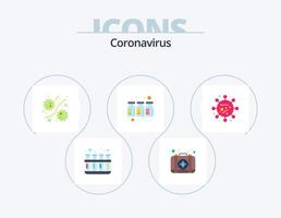 coronavirus vlak icoon pak 5 icoon ontwerp. infectie. vaccin. bacterieën. geneesmiddel. fles vector