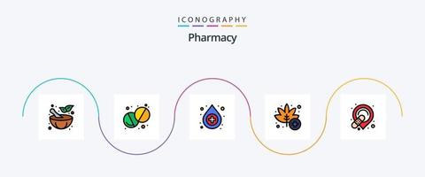 apotheek lijn gevulde vlak 5 icoon pak inclusief . verband. apotheek. band. onkruid vector