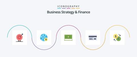 bedrijf strategie en financiën vlak 5 icoon pak inclusief credit kaart. credit. geld. Opmerking. betaling vector
