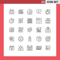 reeks van 25 modern ui pictogrammen symbolen tekens voor bruiloft liefde wereld gebroken zoeken bewerkbare vector ontwerp elementen