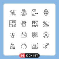 16 creatief pictogrammen modern tekens en symbolen van mobiel venster codering patrijspoort het dossier bewerkbare vector ontwerp elementen