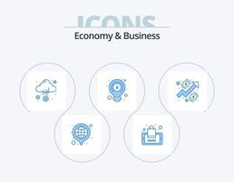 economie en bedrijf blauw icoon pak 5 icoon ontwerp. grafiek. licht. wolk. seo. idee vector
