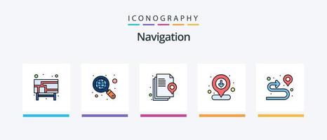 navigatie lijn gevulde 5 icoon pak inclusief pin. plaats. eigendom. route. plaats. creatief pictogrammen ontwerp vector