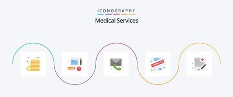 medisch Diensten vlak 5 icoon pak inclusief . gezondheidszorg. telefoongesprek. het dossier. contract vector