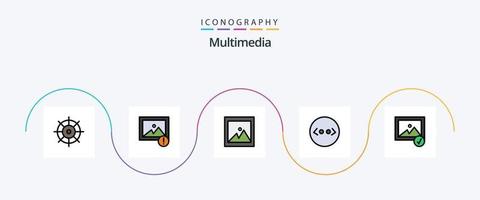 multimedia lijn gevulde vlak 5 icoon pak inclusief . afbeelding. geselecteerd. beeld vector