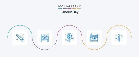 arbeid dag blauw 5 icoon pak inclusief moeilijk werk. kunnen. licht. arbeid. kalender vector