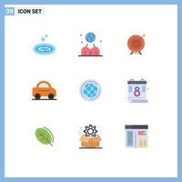 9 gebruiker koppel vlak kleur pak van modern tekens en symbolen van voertuig succes persoon missie bedrijf bewerkbare vector ontwerp elementen
