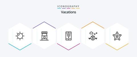 vakanties 25 lijn icoon pak inclusief . vervoer . vakantie . vector