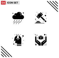 4 gebruiker koppel solide glyph pak van modern tekens en symbolen van wolk afzet wind hypotheek openbaar mening bewerkbare vector ontwerp elementen