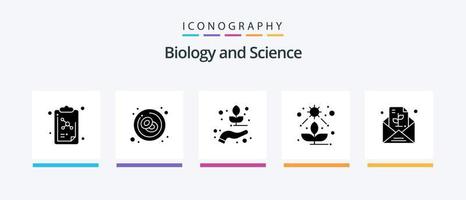 biologie glyph 5 icoon pak inclusief Opmerking. sappig. hand. fabriek. direct. creatief pictogrammen ontwerp vector