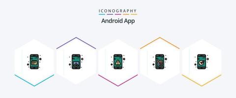 android app 25 gevulde lijn icoon pak inclusief rekenmachine. app. mobiel. toevoegen. koppel vector