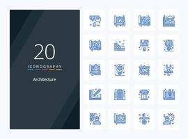 20 architectuur blauw kleur icoon voor presentatie vector