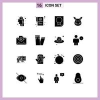 universeel icoon symbolen groep van 16 modern solide glyphs van brief konijn gegevens Pasen konijn bewerkbare vector ontwerp elementen