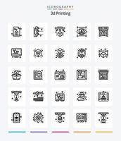 creatief 3d het drukken 25 schets icoon pak zo net zo printer. apparaatje. scanner. oog. scanner vector