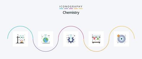 chemie vlak 5 icoon pak inclusief molecuul. atomen. fles. buizen. experiment vector