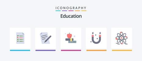 onderwijs vlak 5 icoon pak inclusief . nucleair. boek. onderwijs. wetenschap. creatief pictogrammen ontwerp vector