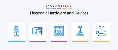 apparaten blauw 5 icoon pak inclusief geluid. instrument. liedje. balalaika. moeilijk. creatief pictogrammen ontwerp vector