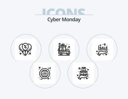 cyber maandag lijn icoon pak 5 icoon ontwerp. maandag. cyber. korting. uitverkoop. mobiel vector