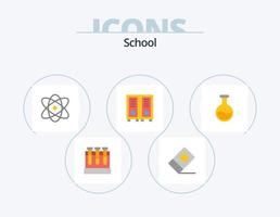 school- vlak icoon pak 5 icoon ontwerp. wetenschap. buis. onderwijs. lezing. bibliotheek vector