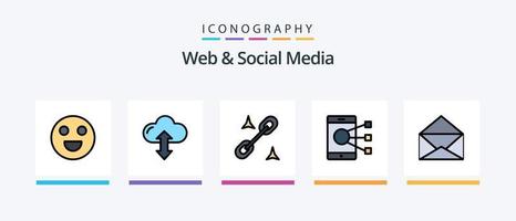 web en sociaal media lijn gevulde 5 icoon pak inclusief video. bioscoop . cirkel. creatief pictogrammen ontwerp vector