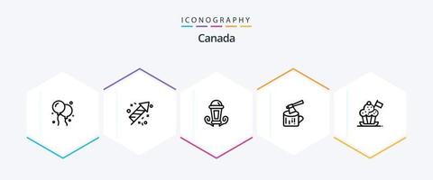 Canada 25 lijn icoon pak inclusief fornuis. chef. nacht. hout. log vector