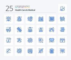 Gezondheid zorg en medisch 25 blauw kleur icoon pak inclusief gezondheidszorg. online. geneesmiddel. medisch. telefoon vector