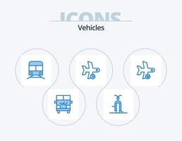 voertuigen blauw icoon pak 5 icoon ontwerp. vervoer. vlucht. voertuigen. vertraging. vervoer vector